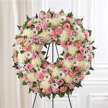 Serene Blessings™ Pink & White Standing Wreath