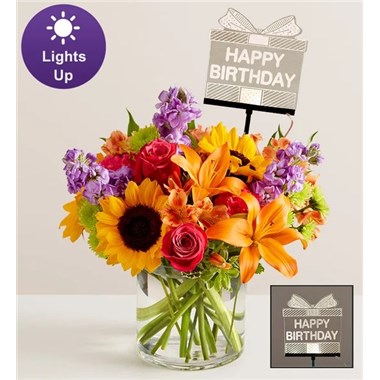 Floral Embrace™ With Happy Birthday Led Pick